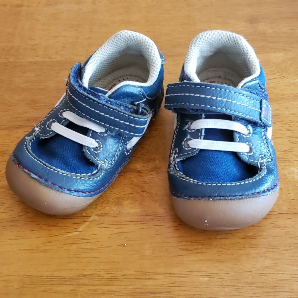 Toddler, stride rite, navy, leather shoes sz 5W